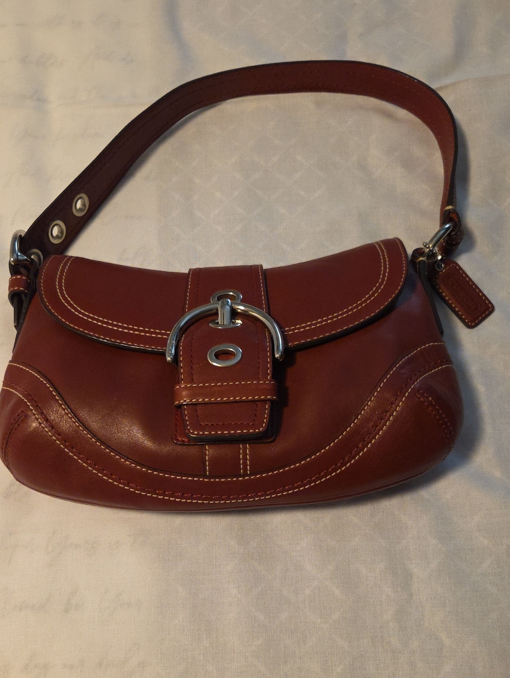 Vintage Coach Red Flap Leather Shoulder with Buckle Detail